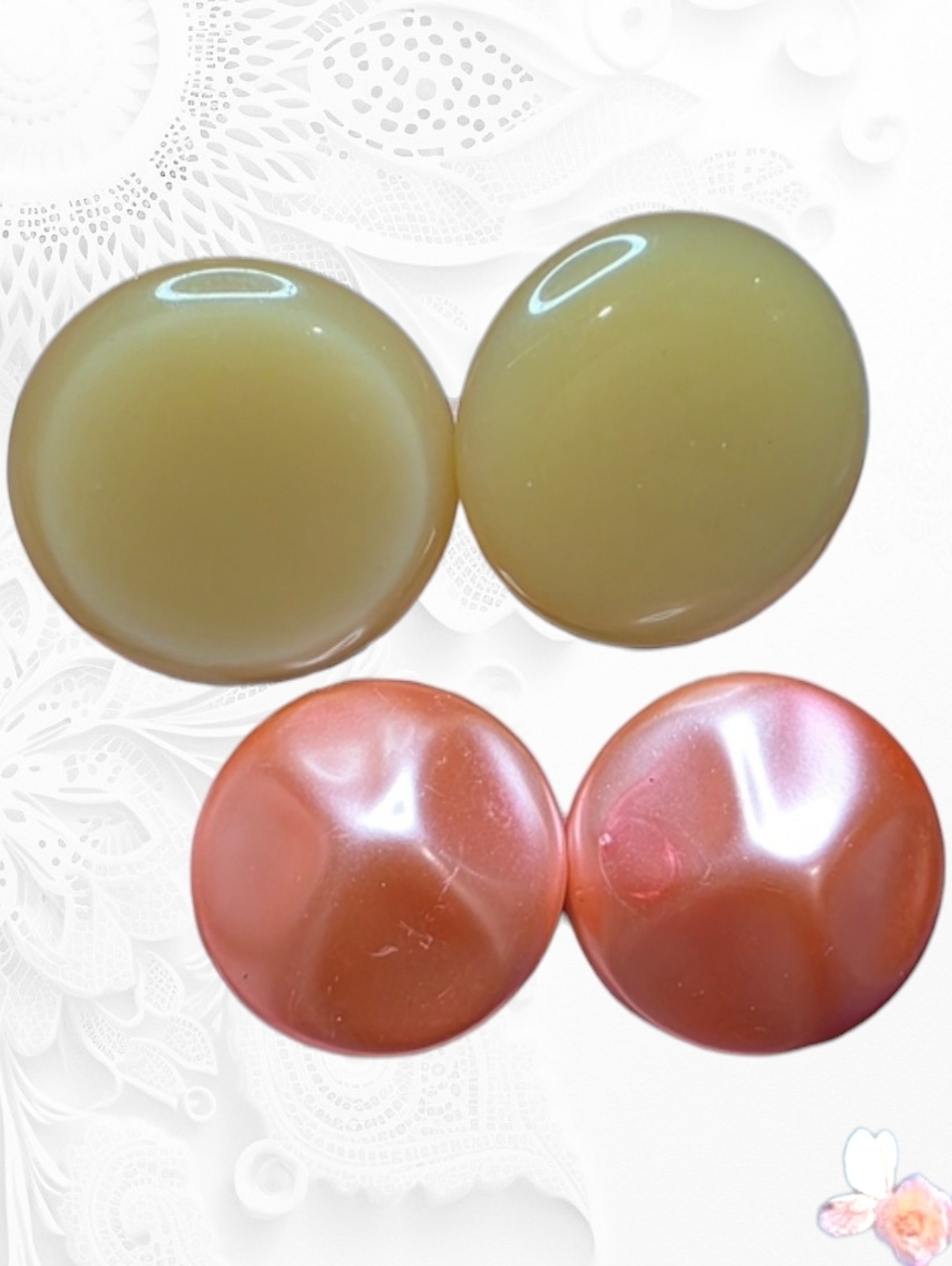 Vintage Japan Clip On Earrings Lot 2 Pairs Mid Century Pink Beige 894